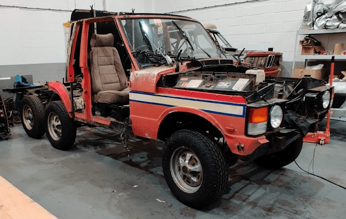 Classic Range Rover 6x6 ultra range EV development study based on a former fire engine platform