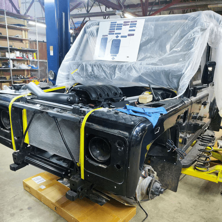 Land Rover Defender restomod with LT1 V8 and 10L80 gearbox wiring integration